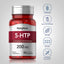 5-HTP bottle with icons indicating gluten, milk, lactose, soy free, non-GMO, and no artificial flavors, sweeteners, or colors.