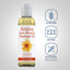 Arnica Oil bottle with icons indicating Gluten Free, Non-GMO, no Parabens, SLS, Mineral Oil, Fragrance, Color, Preservatives, Petroleum.