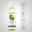 Avocado Oil bottle with icons indicating Paraben Free, SLS Free, Mineral Oil Free, Artificial Color Free, Fragrance Free, Gluten Free.