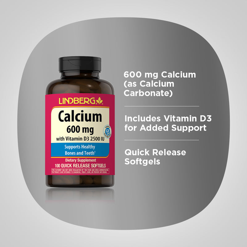22270 LN Calcium 600 mg w/Vit D3 200 IU 100 SG (LN1666)