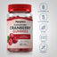 Cranberry Gummies bottle with icons indicating Gluten & Wheat Free, Milk & Lactose Free, Soy Free, Non GMO, No Artificial Sweeteners.
