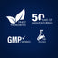 Infographic highlighting finest ingredients, 50 years of manufacturing, GMP certification, and lab testing.