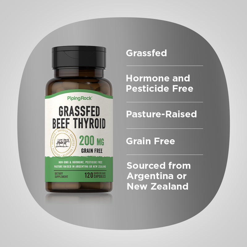 6064 PIPI Grass Fed Beef Thyroid 200 mg 120 Cap