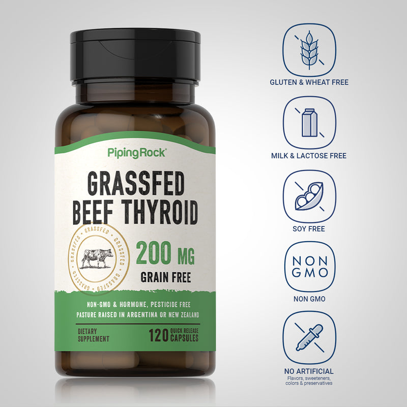 6064 PIPI Grass Fed Beef Thyroid 200 mg 120 Cap