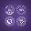 Infographic stating packaged and lab tested in the USA, 100% highest quality, finest ingredients, ethically sourced, GMP product.