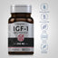 IGF-1 bottle with icons indicating Gluten & Wheat Free, Milk & Lactose Free, Soy Free, Non-GMO, No Artificial Flavors/Sweeteners/Colors/Preservatives.