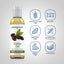 Jojoba Oil bottle with icons indicating: Wheat & Gluten Free, Non GMO, Milk & Soy Free, No Artificial Flavors/Colors/Preservatives.