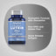 Product highlights graphic stating Synergistic Formula with Zeaxanthin, Non-GMO and Gluten-Free, Quick Release Softgels.
