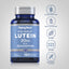 Lutein bottle with icons indicating Gluten & Wheat Free, Milk & Lactose Free, Soy Free, Non GMO, No Artificial Flavors/Preservatives.