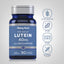 Lutein bottle with icons indicating it is gluten and wheat free, soy free, non GMO, with no artificial flavors or preservatives.
