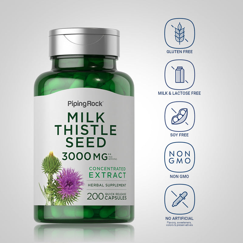 3543 PIP Milk Thistle Seed 3000 mg Capsules 200