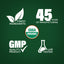 Infographic showcasing finest ingredients, 45 years of manufacturing, USDA organic, GMP quality product, and lab tested.