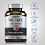 Vi-Max Male bottle with icons indicating Gluten & Wheat Free, Milk & Lactose Free, Soy Free, Non-GMO, No Artificial Flavors/Colors.