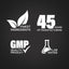 Infographic showcasing the finest ingredients, 45 years of manufacturing, GMP quality, and lab-tested products.