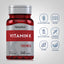 Vitamin K bottle with icons indicating Gluten & Wheat Free, Non GMO, Milk & Lactose Free, No Artificial Flavors, Soy Free, Vegetarian.