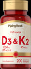 18061 PIP  Vitamin D3 & K-2 45 mcg 200 Capsules