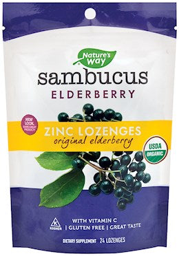 41622 Natures Way Sambucus Zinc Lozenges Organic 24 Loze