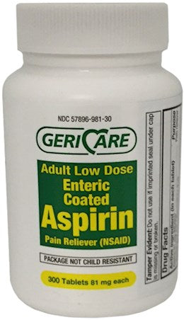 40809 Geri-Care Low Dose 81 mg Enteric Aspirin 300 Tabs