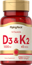 40265 PIP Vitamin D 3 1000 IU and K 2 45 mcg 120 Caps