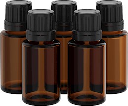 2801 PIP Aromatherapy 15 mL Glass Bottles - 5 Bottle Pk